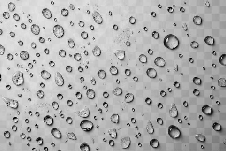 PNG A Numerosas gotas de agua están esparcidas gotas de fondo limpias