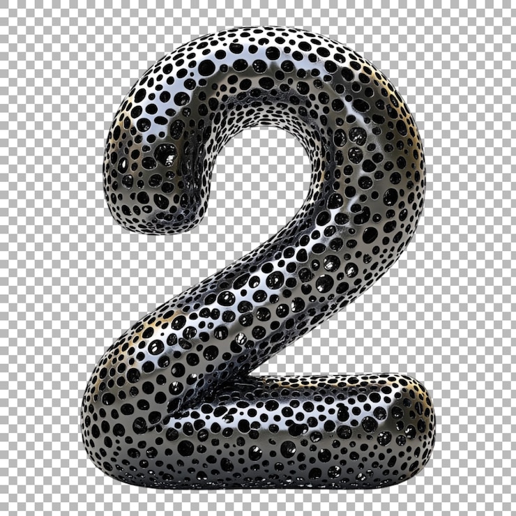 PSD png nummer 2 in monochromem, gestricheltem stil, isoliert vor einem durchsichtigen hintergrund für moderne designs, minimalistische branding- oder schicke typografie-anwendungen