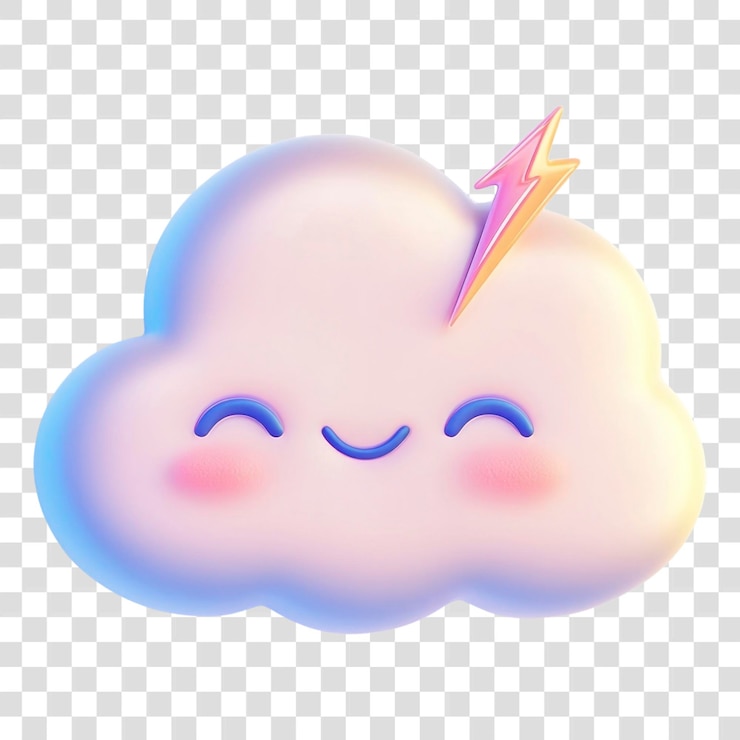 PSD png nuvem relâmpago cores pastel