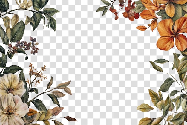 PNG Ornamento botânico moldura de fundo pintura gráfica
