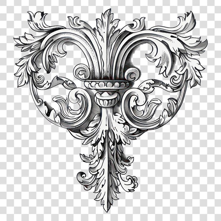 PSD png ornamento florale vintage
