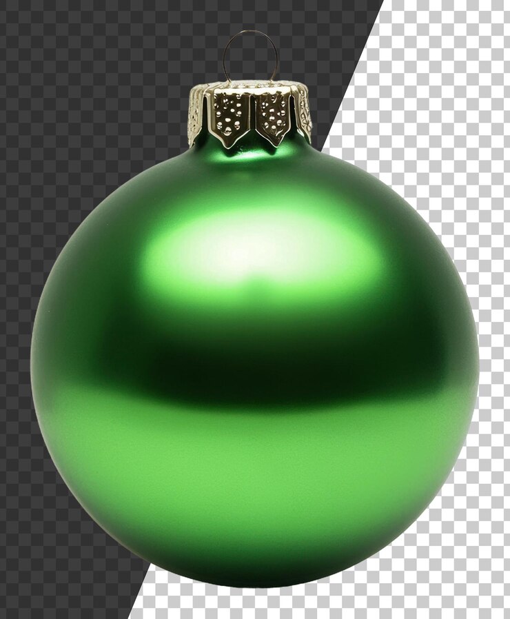 PSD png ornamento navideño verde brillante en la luz
