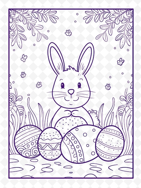 Png Ostern-Postkarten-Design mit Pastellrahmen Stil-Design Dekoration Konturkunst Schreibkunst Dekorativ