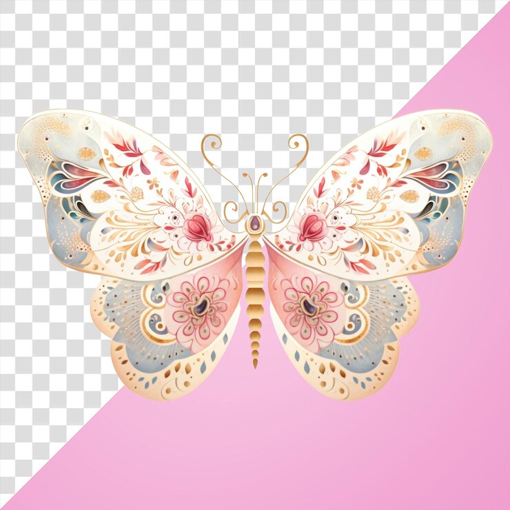 PSD png padrão de borboleta arte fundo branco