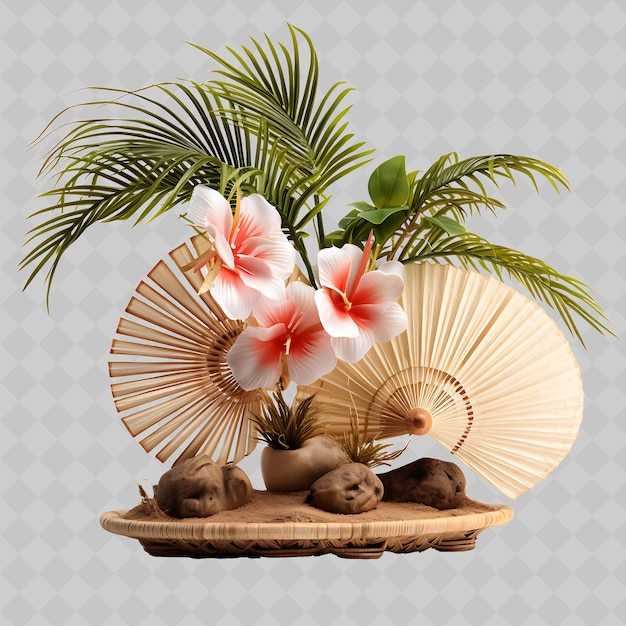 PSD png palm bonsai baum keramik topf ventilatorförmige blätter tropische beak transparent vielfältige bäume dekor
