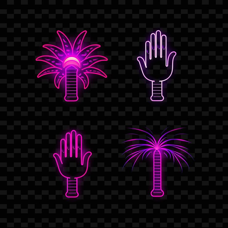 PSD png palms up together icon emoji con supplica di preghiera e re neon lines y2k forma accattivante