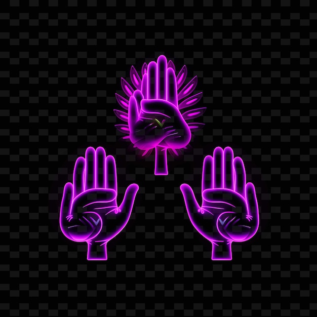 Png palms up together icon emoji con súplica de oración y líneas de neón re y2k forma llamativa