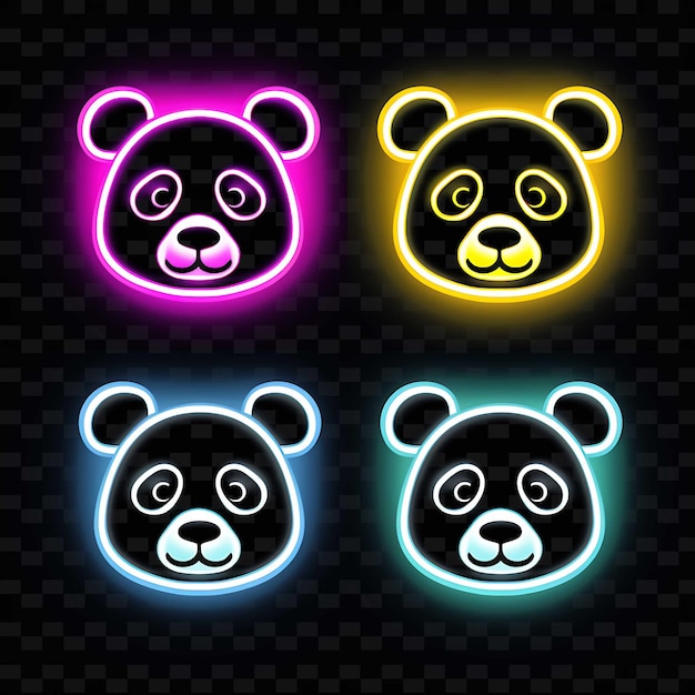 Png Panda Face Icon Emoji avec des lignes de néon Expressi Y2K avec une forme accrocheuse