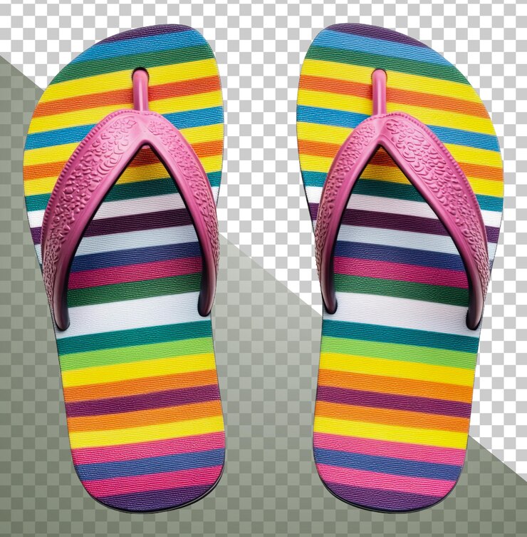 PSD png pantofole colorate su sfondo a righe