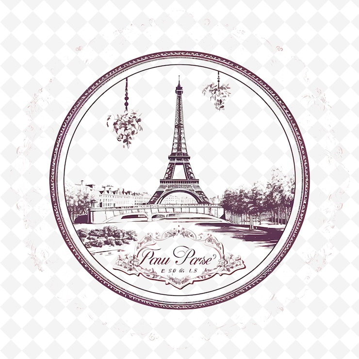 PSD png paris city mit monochrom blush pink color eiffelturm und handgezeichneten aquarell landschaften