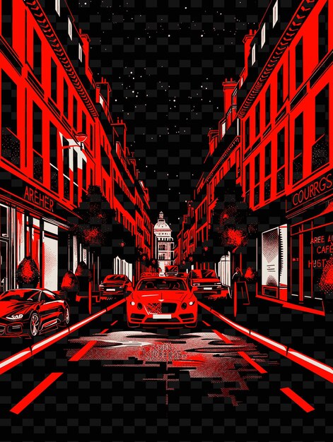 PSD png parisian boulevard mit chic street scene und haussmannian eine illustration citys scene art decor