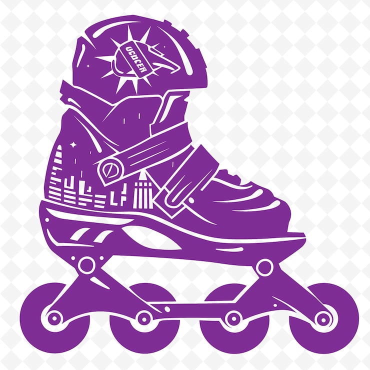 PSD png patines en línea con logotipo urbano con un estilo de graffiti des outline art diseños creativos