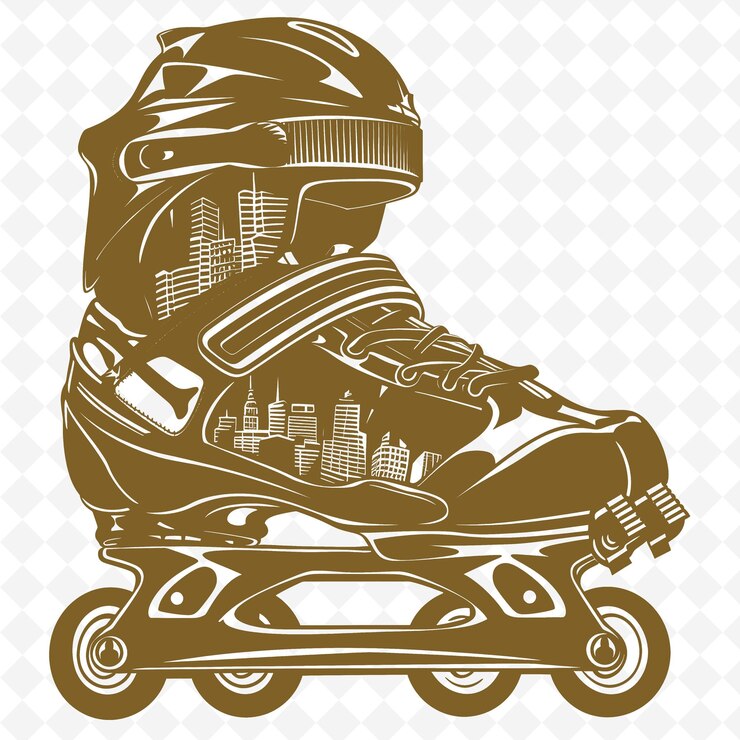PSD png patines en línea con logotipo urbano con un estilo de graffiti des outline art diseños creativos