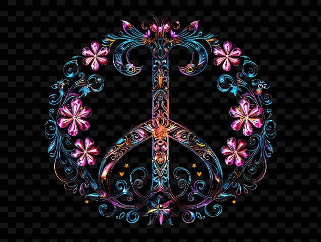 PSD png peace shaped decal con emblemas de símbolos de paz y con g creative neon y2k shape decorativel