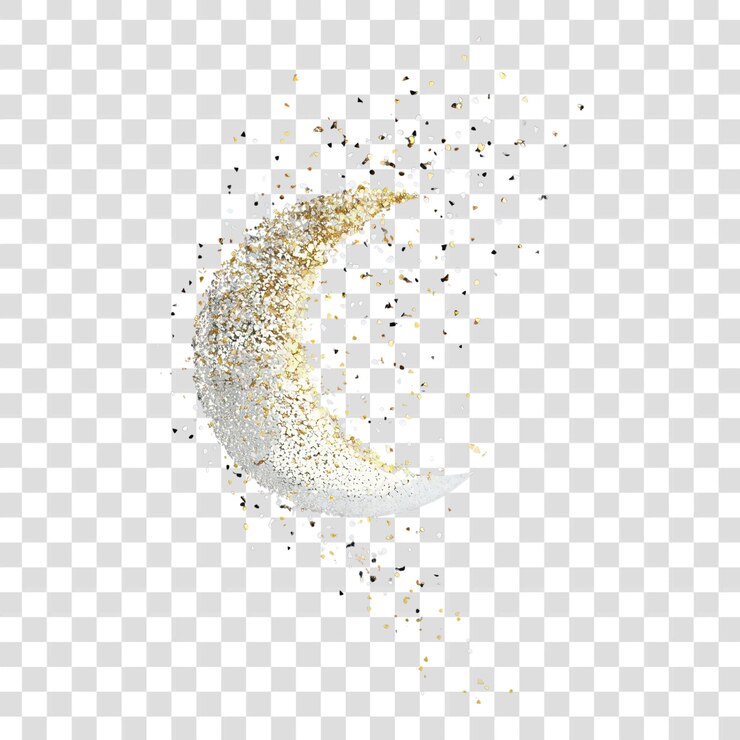 PSD png pequena lua crescente brilhante ilustração noite escura