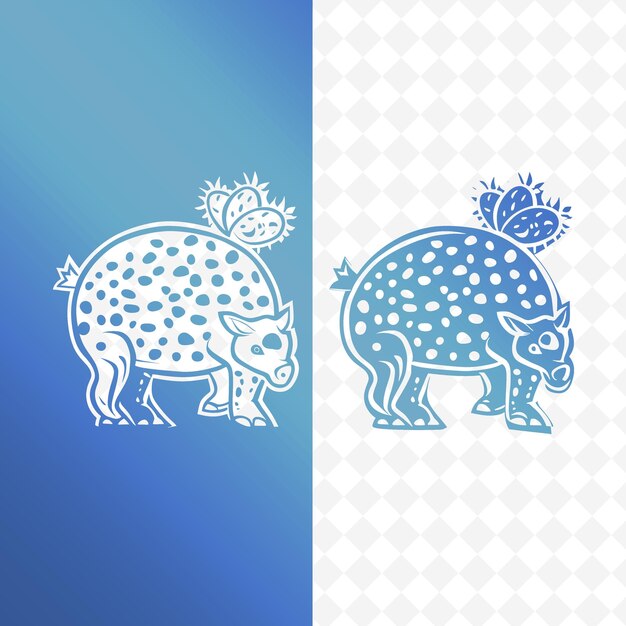 Png pera picante con silueta de tapir y simplificar el diseño con contorno animal y hojas tropicales