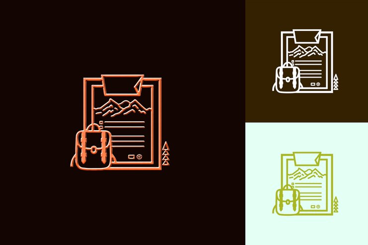 PSD png permiso de viaje de campo con un diseño aventurero featuri contorno de arte diseños creativos