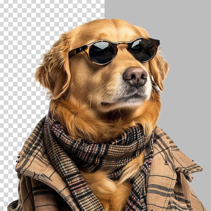 PSD png de perro a la moda aislado en un fondo transparente