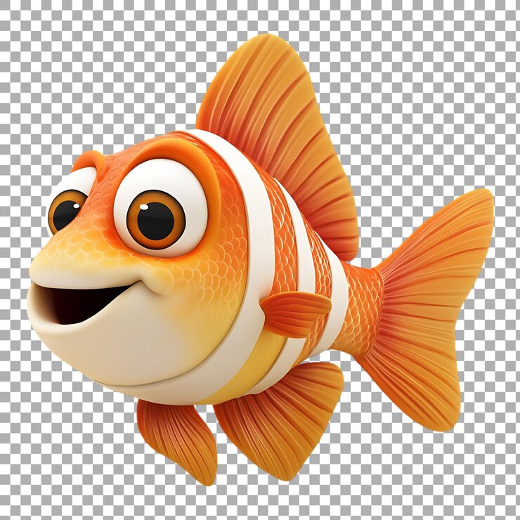 PSD png pez de dibujos animados contra un fondo transparente