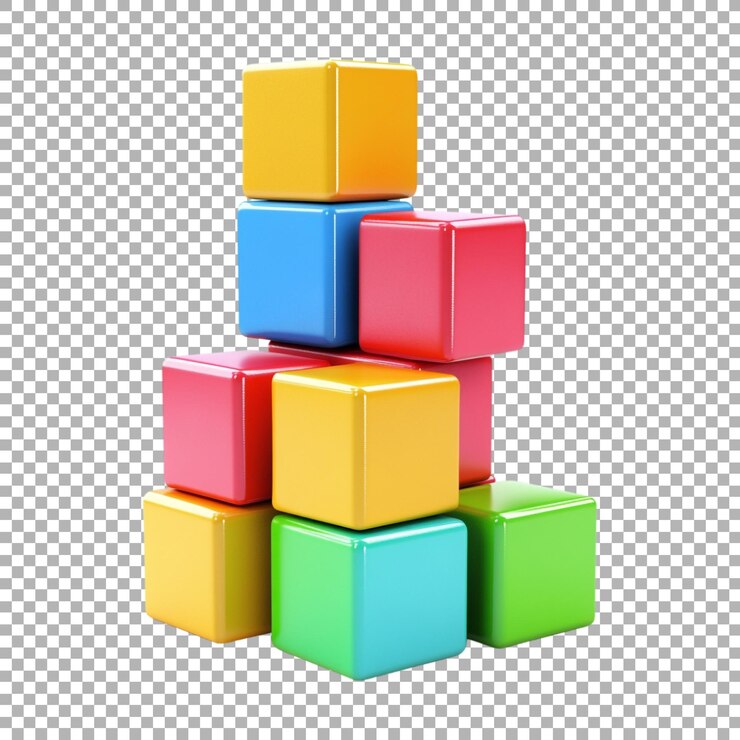 PSD png una pila de juguetes de cubos de color rojo sólido en un fondo transparente generado por ai