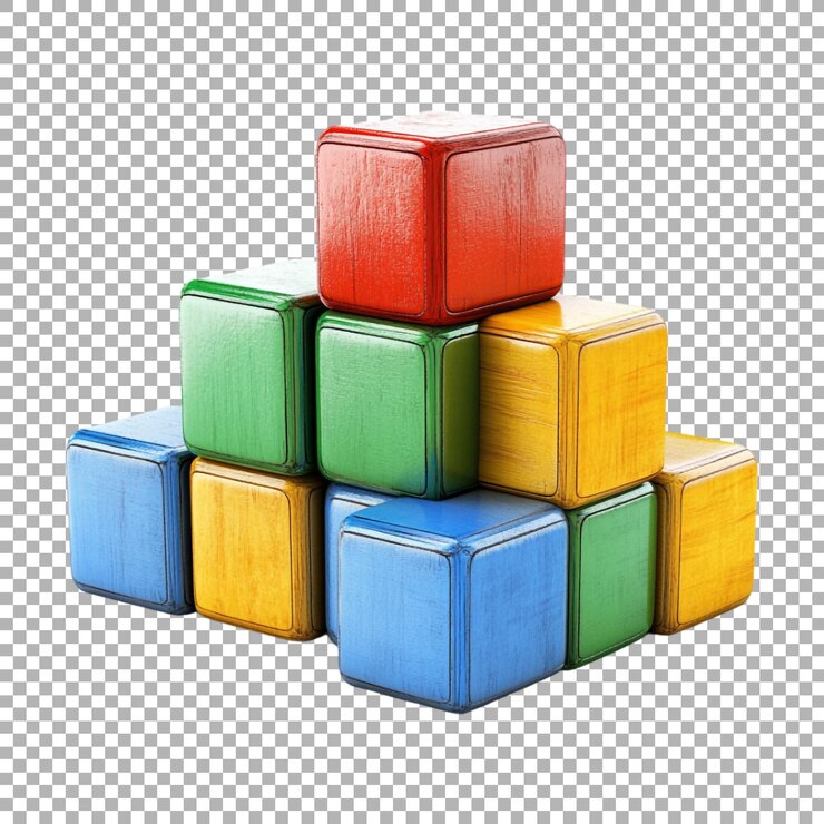 PSD png una pila de juguetes de cubos de color rojo sólido en un fondo transparente generado por ai
