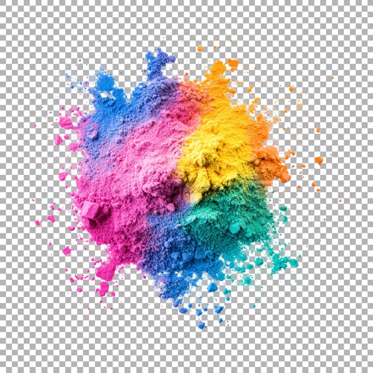 PSD png pila de polvo de colores en el fondo transparente ai generado