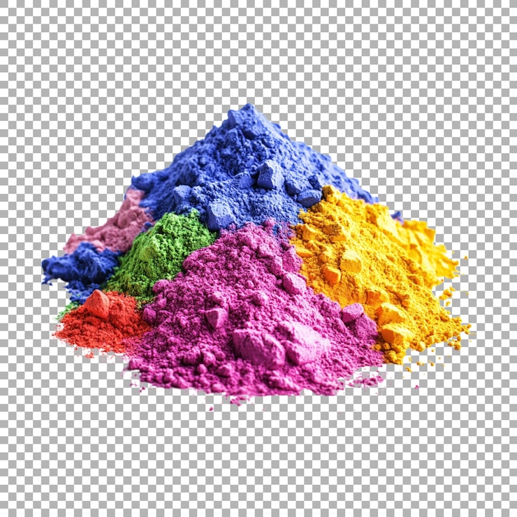 PSD png pila de polvo de colores en el fondo transparente ai generado