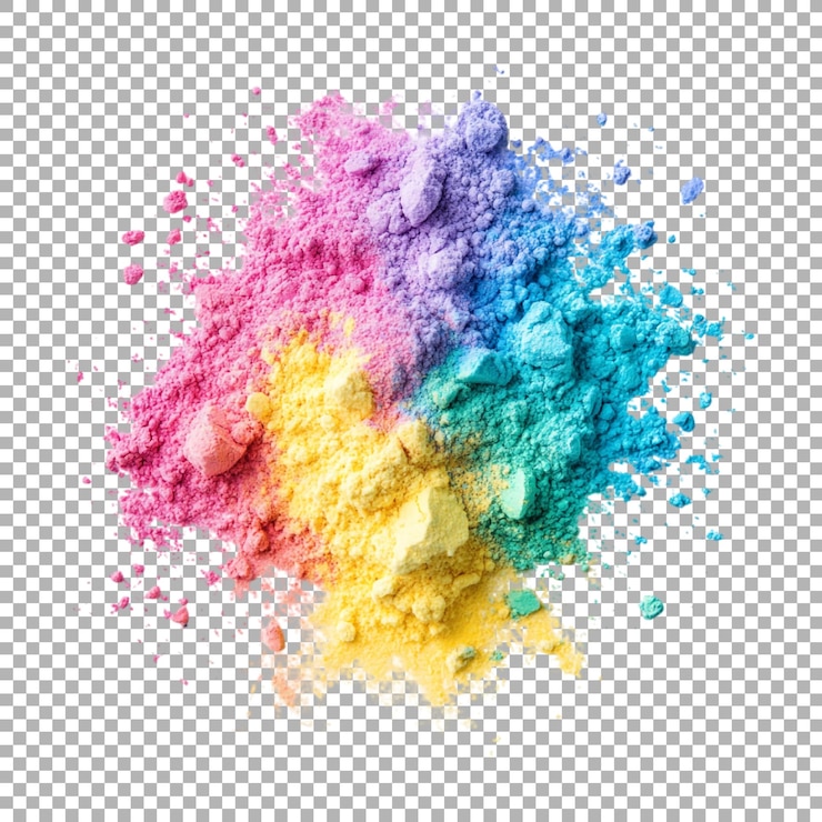 PSD png pila de polvo de colores en el fondo transparente ai generado