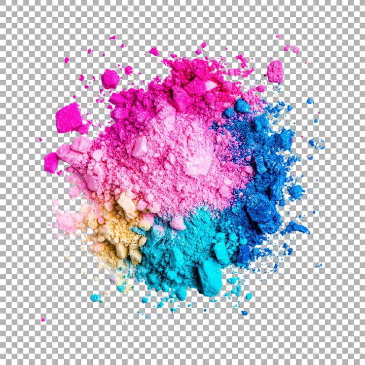 PSD png pila de polvo de colores en el fondo transparente ai generado