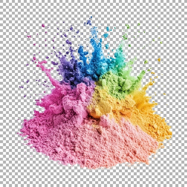 PNG pile de poudre colorée sur un fond transparent Ai généré