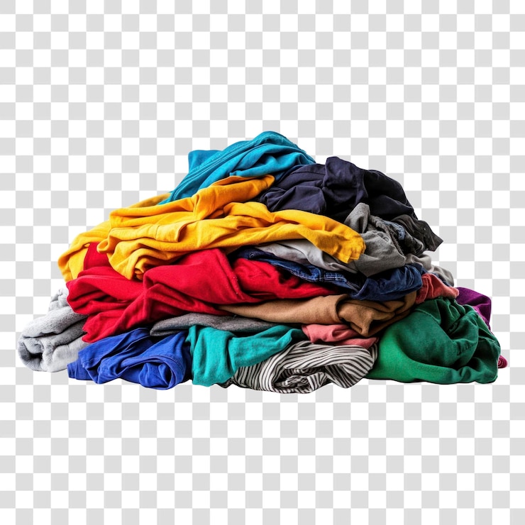 PSD png pilha de roupas variedade de coleta de lavandaria