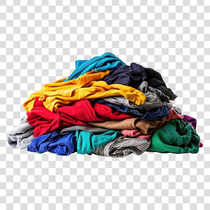 PSD png pilha de roupas variedade de coleta de lavandaria