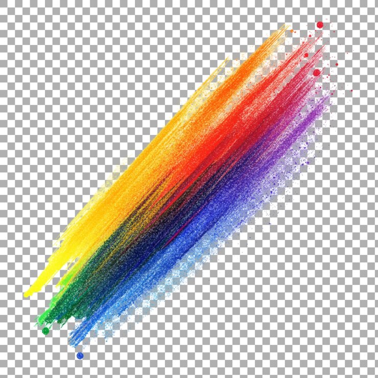PSD png pintura arco iris borde salpicado colorido contra un fondo transparente