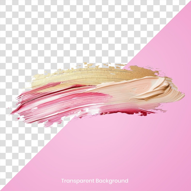 PSD png pintura plana pálida de color beige y rosa pinceladas pincelas artísticas cosméticas