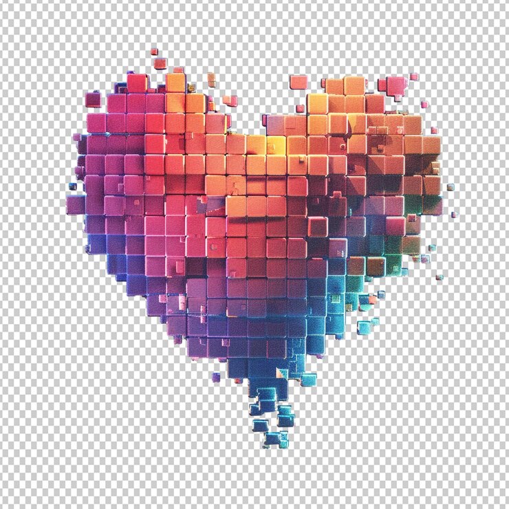 PSD png pixel instagram el corazón se está desintegrando