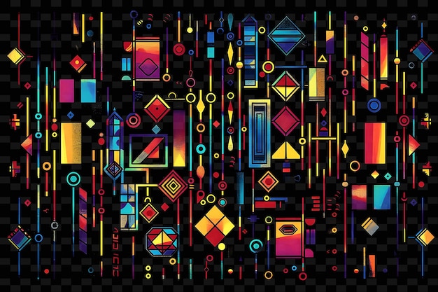 PSD png pixel trellises et neon delights design de jeu avec un art vibrant et des éléments esthétiques