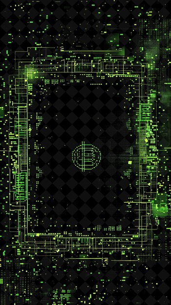 Png-pixelierter Matrixrahmen mit Nem-Symbol Retro-Computergraphik Y2K Neonform auf dunklem Hintergrund