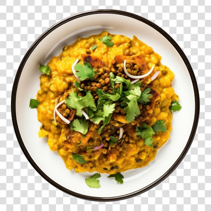 PSD png pladal tadka plato de lentejas de cilantro