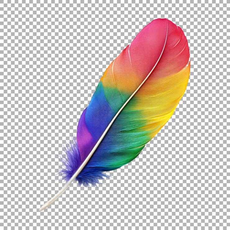 PSD png pluma de piel colorida en fondo transparente generado por ai