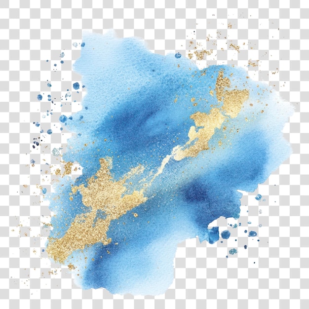 PNG PNG Arte abstrata de aquarela de ouro azul