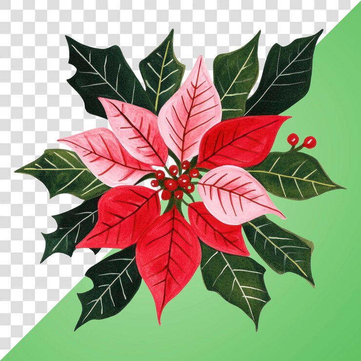 PSD png poinsettia ilustración de la flor de la poinsettia