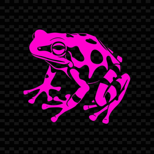 PSD png poison dart frog mit bananenblattvenen und vereinfachten design-umrissen tier- und tropische blätter