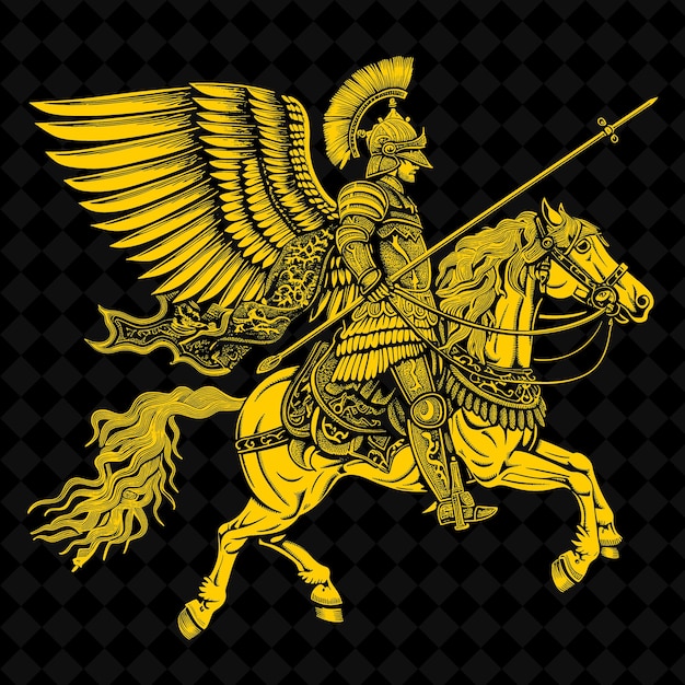 PSD png polnischer geflügelter hussar mit einer lanze imponierender und disziplinierter c mittelalterlicher krieger charakterform