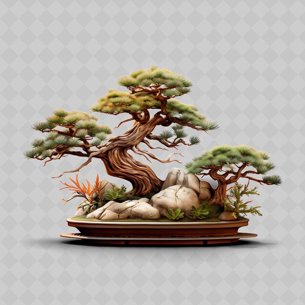 PSD png ponderosa kiefer bonsai holz topf nadel wie blätter wild wes durchsichtig vielfältige bäume dekor