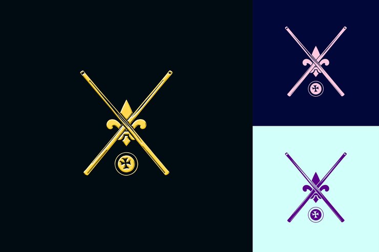 PSD png pool cue con un logotipo sofisticado con un estilo de piscina p contorno de arte diseños creativos