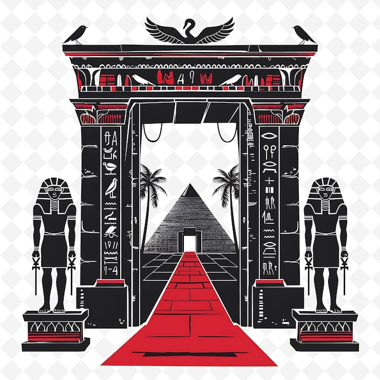 PSD png porta egiziana con decorazioni nuziali del faraone la porta è adornata disegni artistici astratti creativi
