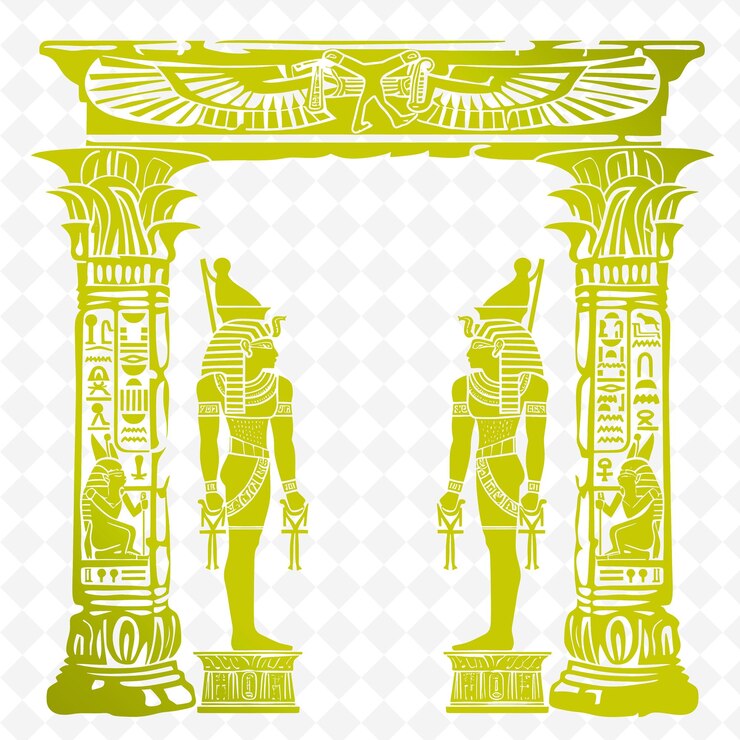 PSD png porta egiziana con decorazioni nuziali del faraone la porta è adornata disegni artistici astratti creativi