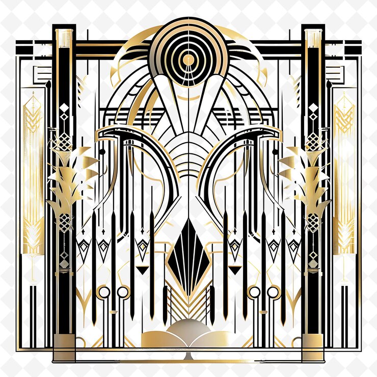 PSD png portão art deco com grandes decorações de casamento de gatsby o portão designs de arte abstracta criativa