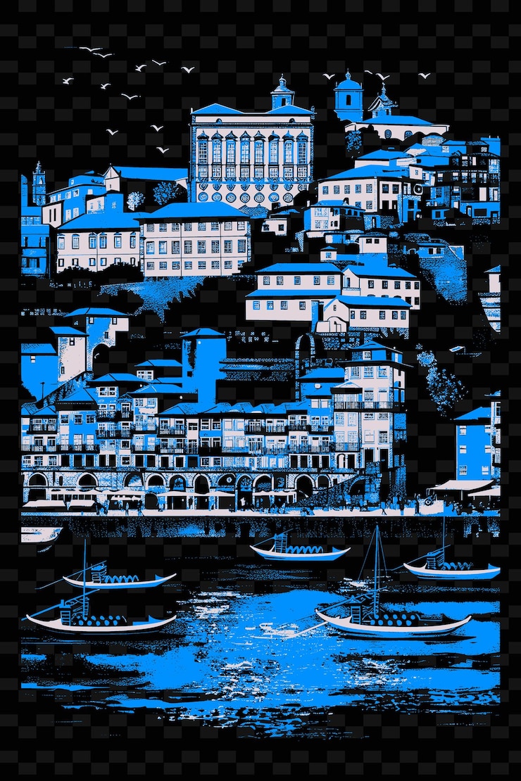 PSD png portos distrito de ribeira com encantadora cena de rua douro riv ilustração cidades cena decoração artística