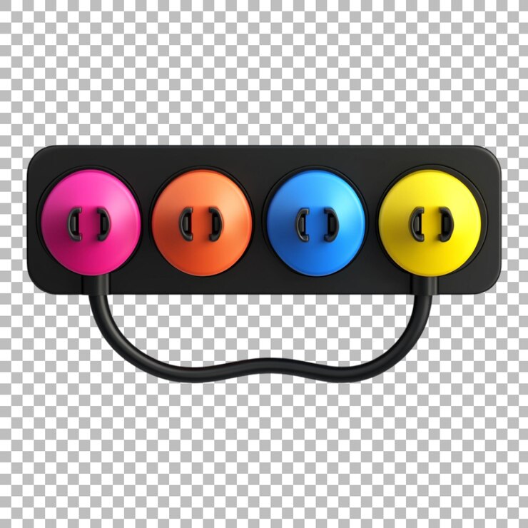 PSD png power strip contra un fondo transparente